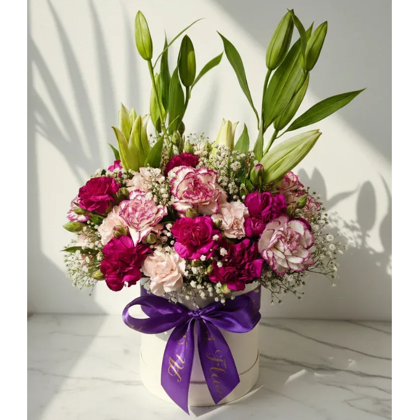 Carnations Bouquet with Lilies - atfleurs