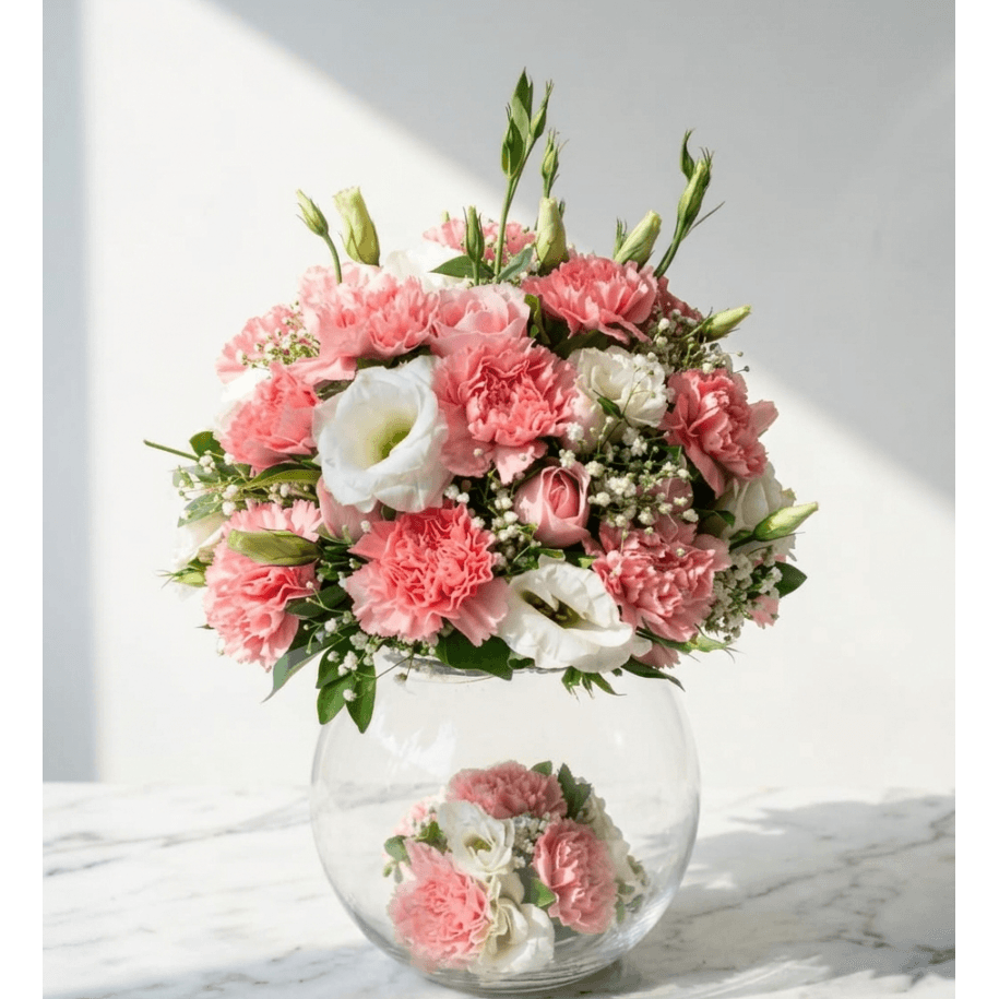 Pink Carnation Bouquet with Lisianthus