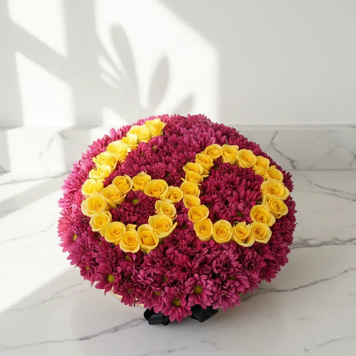 Bright Pink Chrysanthemum and Yellow Rose Number 60 Flower Arrangement - atfleurs
