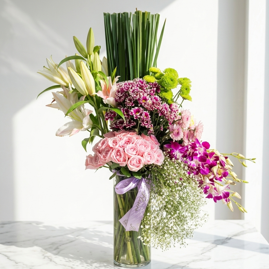 Mixed Flowers Bouquet with Baby’s Breath