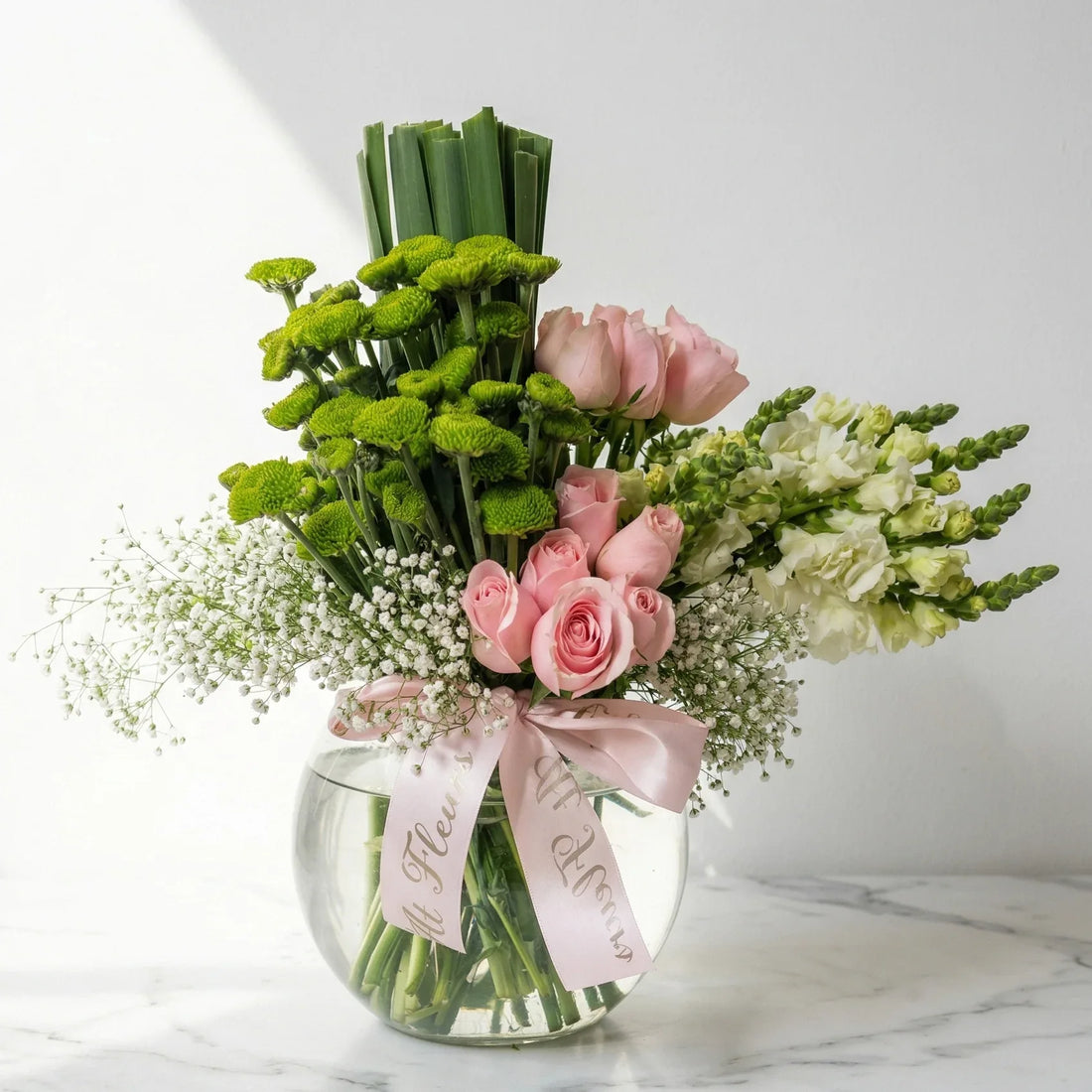 pink roses floral vase