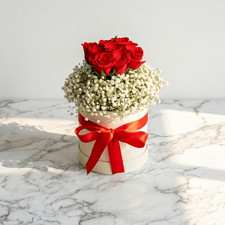 Roses and Gypso Box Arrangement