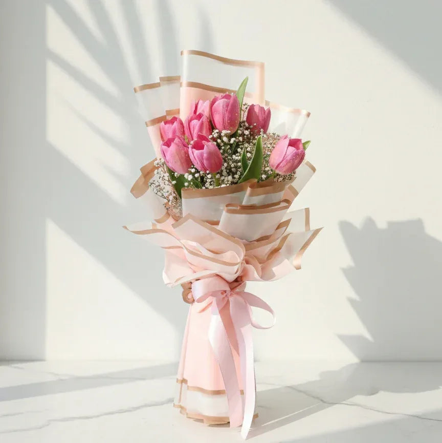 8-10 Charming Pink Tulip Bouquet - atfleurs