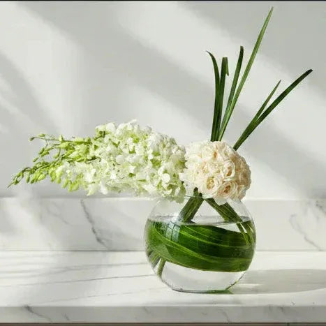White Roses Bouquet with White Stock - atfleurs