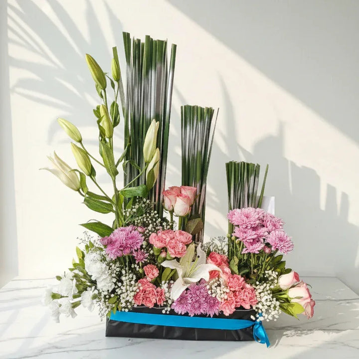 Lilies Carnations Roses with Chrysanthemum Box - atfleurs