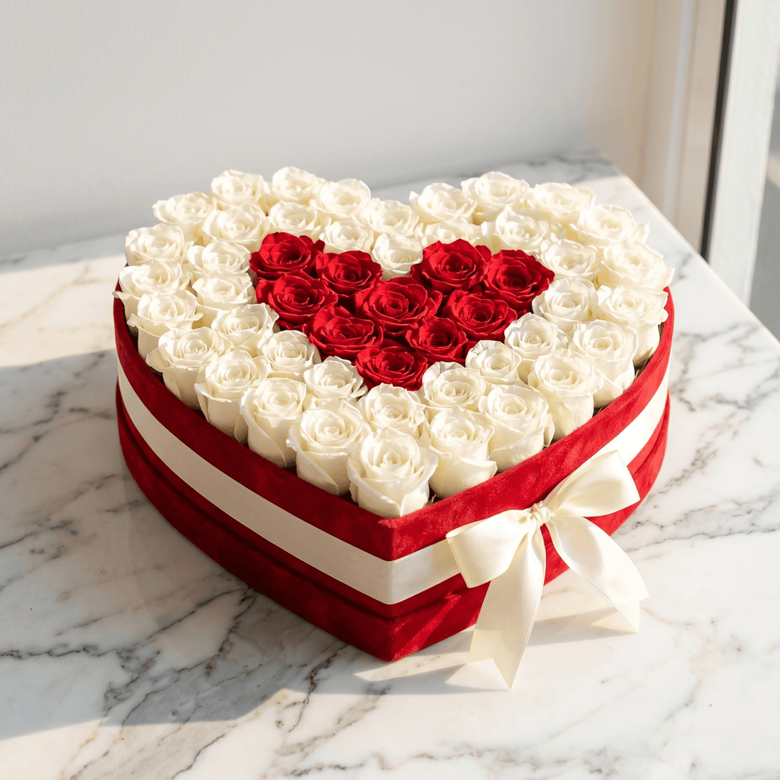 flower bouquet by Atfleurs | floral arrangement | White and red Roses