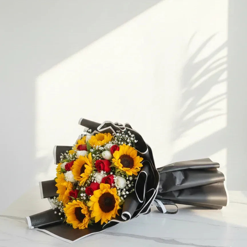 Sunflower and Rose Bouquet - atfleurs