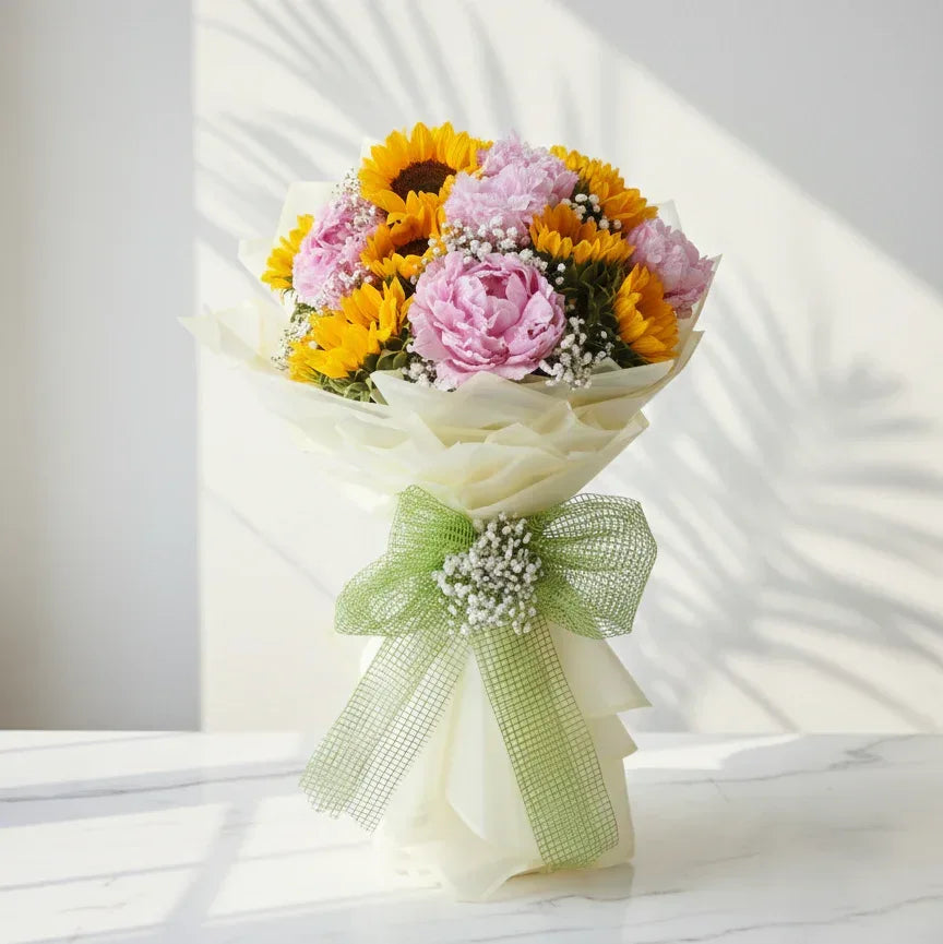 Sunflower and Pink Bloom Wrap - atfleurs