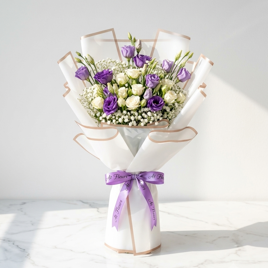 Astoma Roses Bouquet with Baby’s Breath
