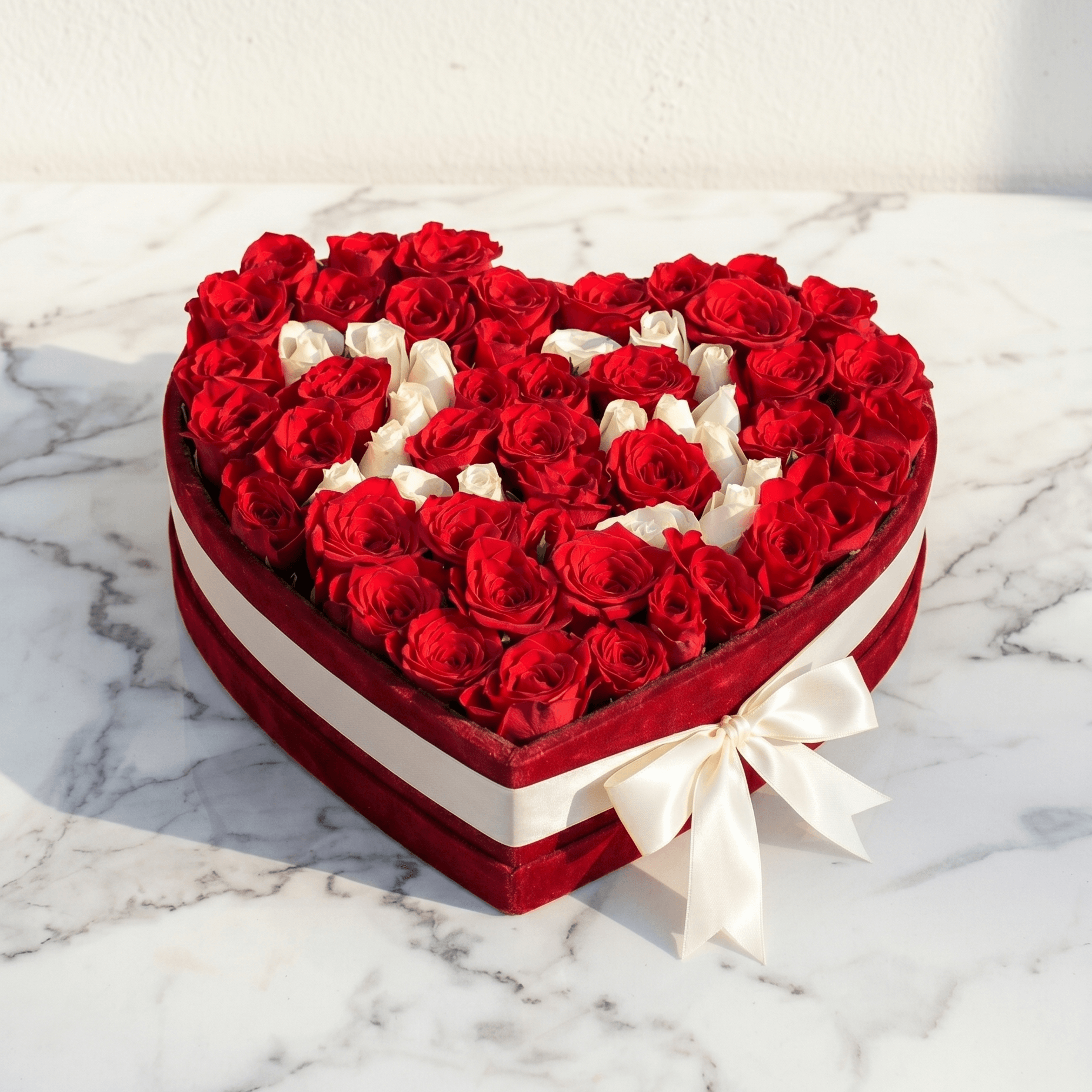 100 Rose Heart Box with Custom Letter or Number - atfleurs