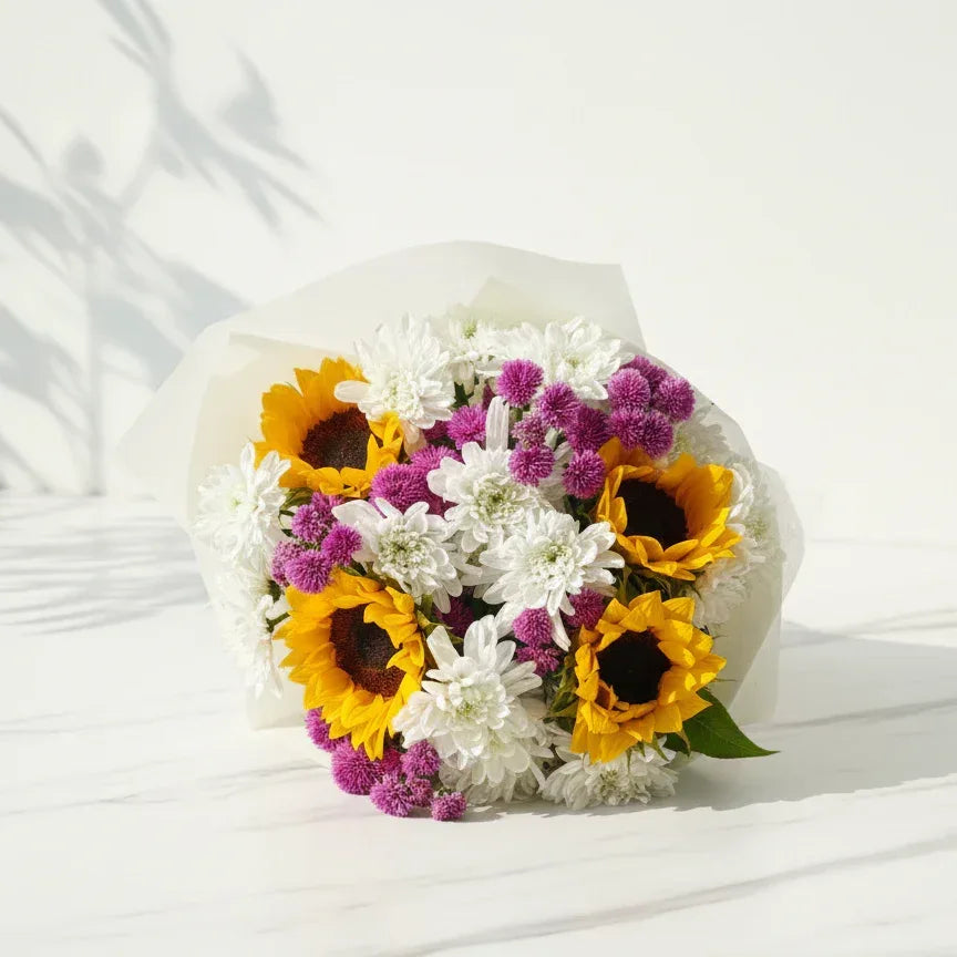 Sunflower and Chrysanthemums Wrap - atfleurs