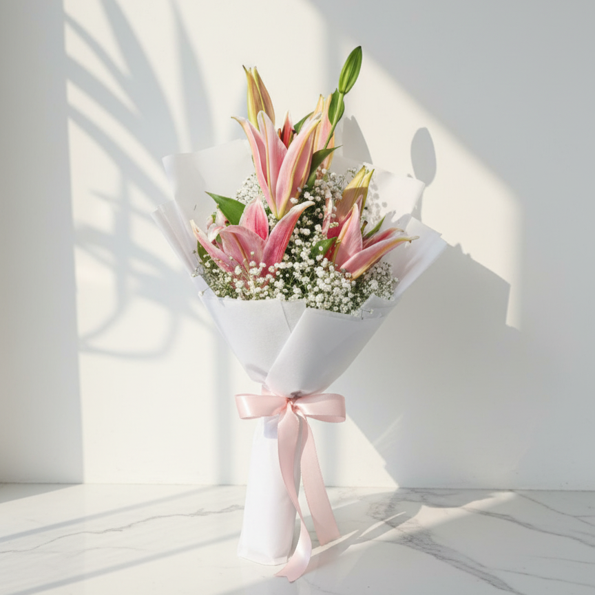 Fresh Lily Hand Bouquet atfleurs