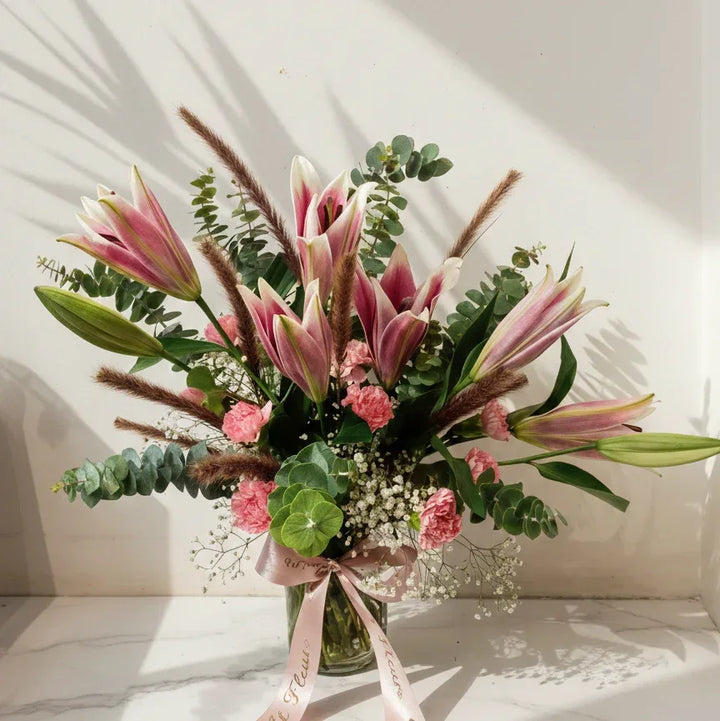 Pink Lily Bouquet with Carnations - atfleurs