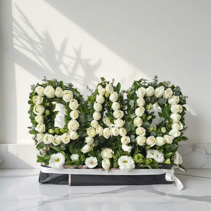 “DAD” Tribute with White Roses and Gypsophila - atfleurs