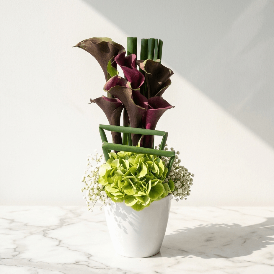 Calla Lily Bouquet with Green Hydrangea