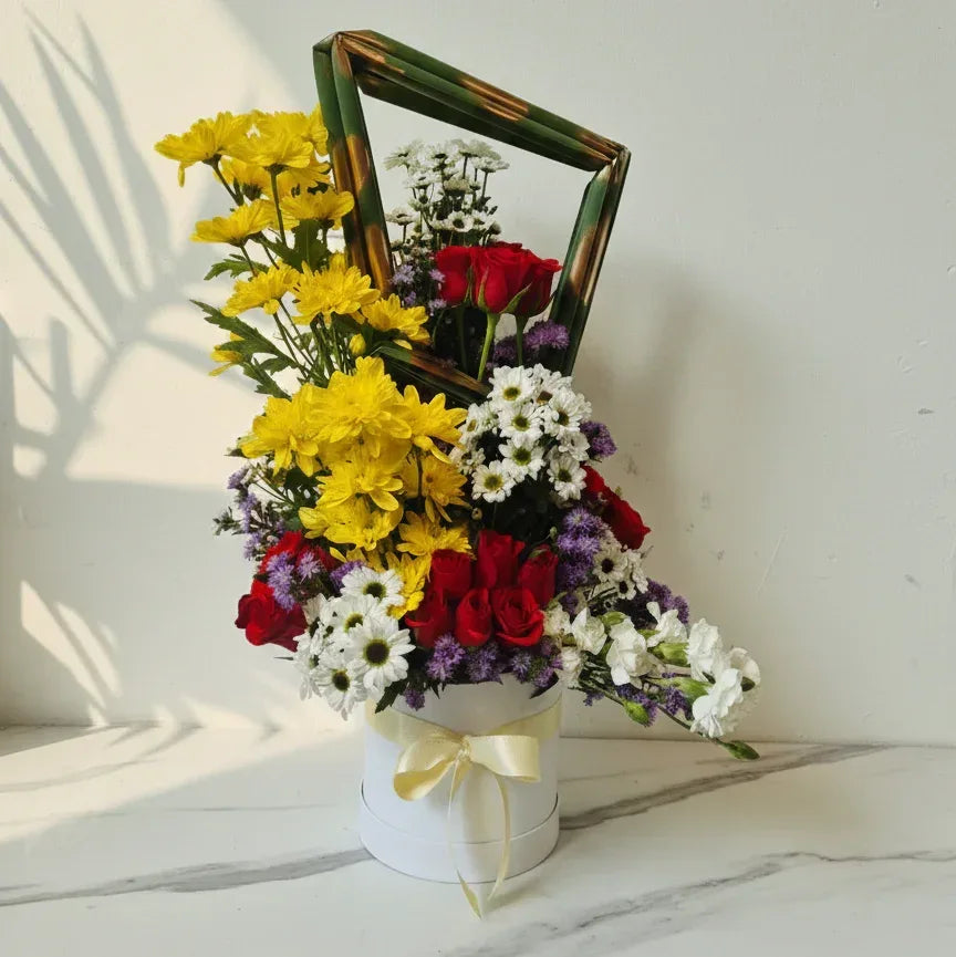 Red Roses Bouquet with Chrysanthemums - atfleurs