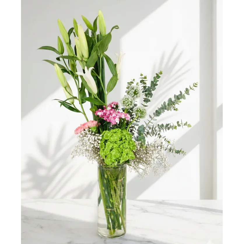 White Lily Bouquet with Eucalyptus - atfleurs