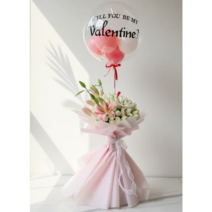 Pink Lilies Bouquet with White Roses - atfleurs