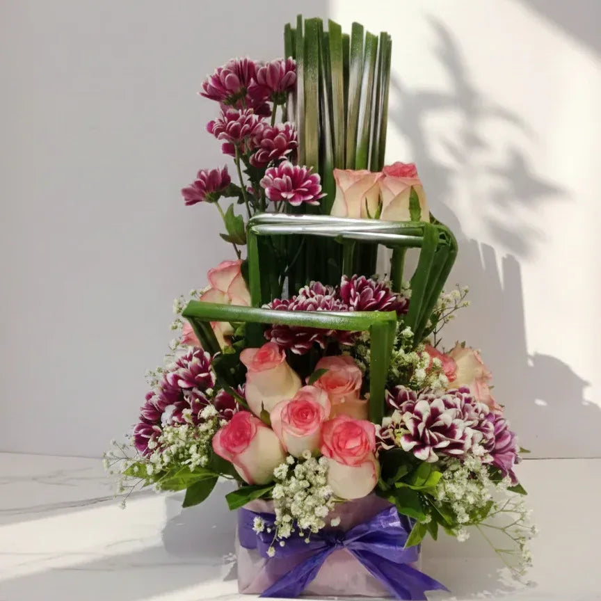 Rose and Chrysanthemum Bouquet with Baby’s Breath - atfleurs