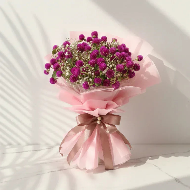 Gulmohar Bouquet with Baby’s Breath - atfleurs