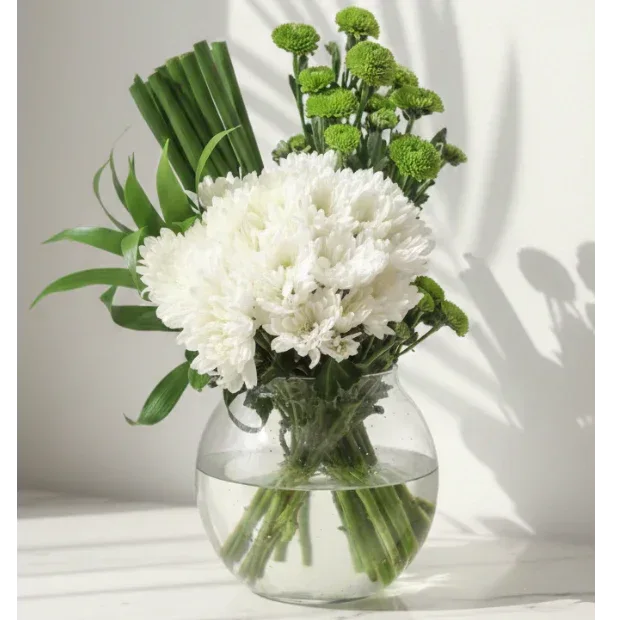 White Roses Bouquet with White Chrysanthemums - atfleurs