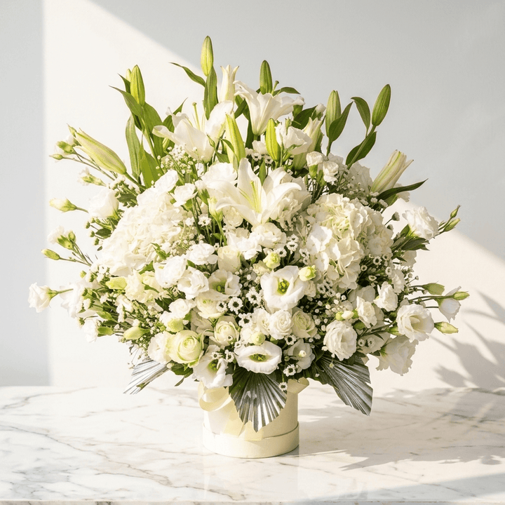 White Lily Bouquet with Hydrangeas