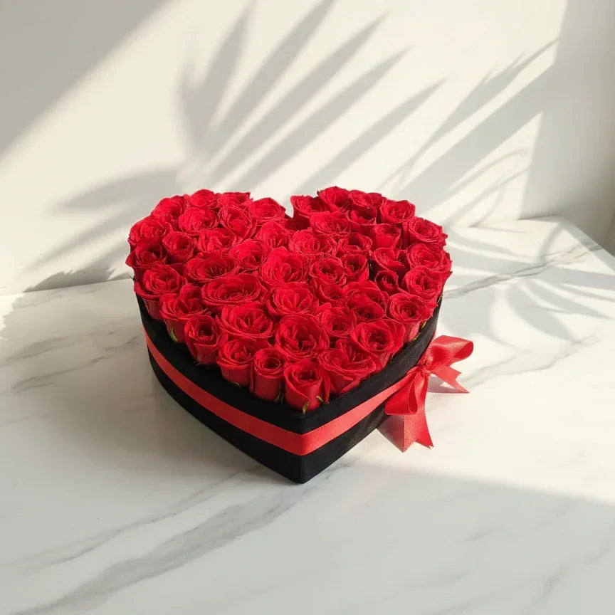 Red Roses Bouquet with Green Foliage - atfleurs