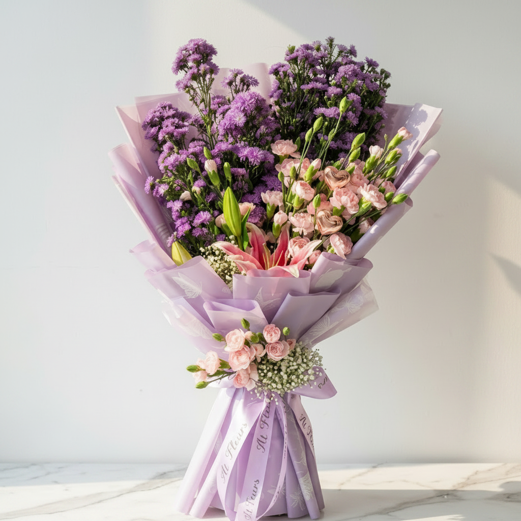 Daisy Lily Carnation Bouquet with Baby’s Breath