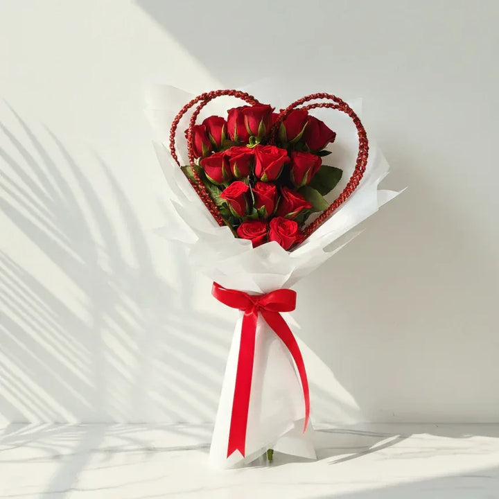 Heart-Shaped Red Rose Bouquet - atfleurs