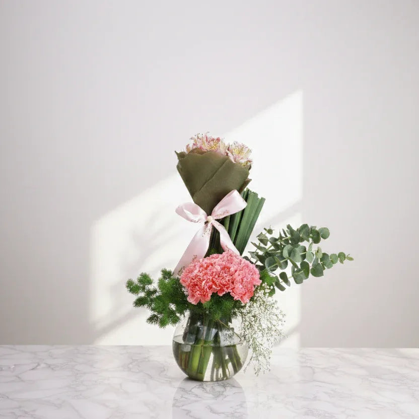 Pink Carnation & Alstroemeria Flower Bouquet - atfleurs