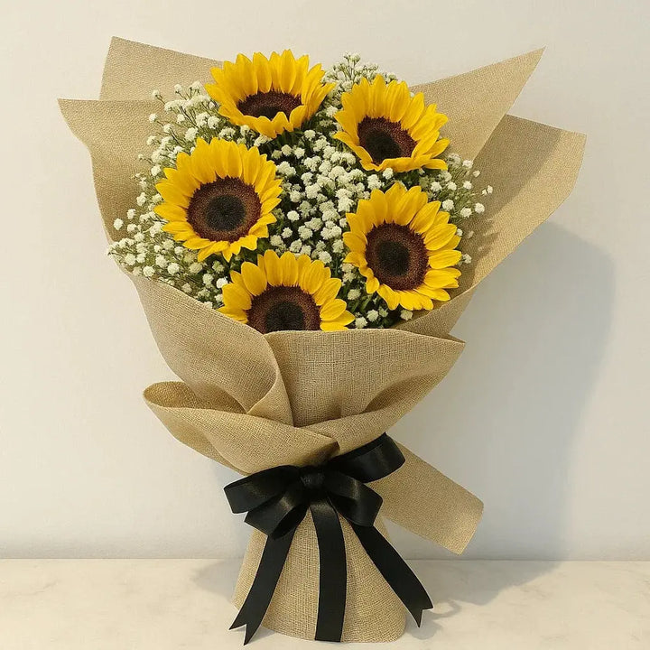 Bright Sunflower & Gypso Hand Bouquet for Any Occasion