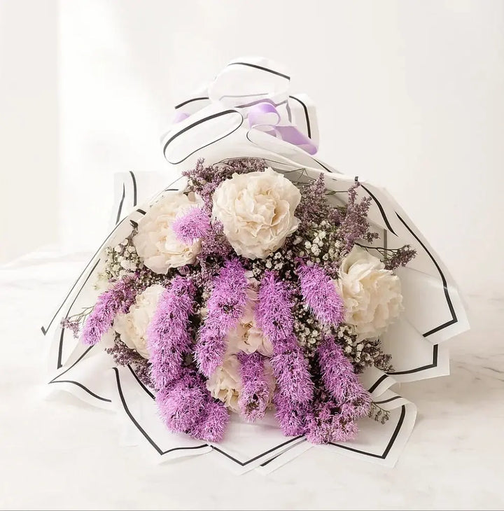 White Peonies and purple Filler Bouquet atfleurs