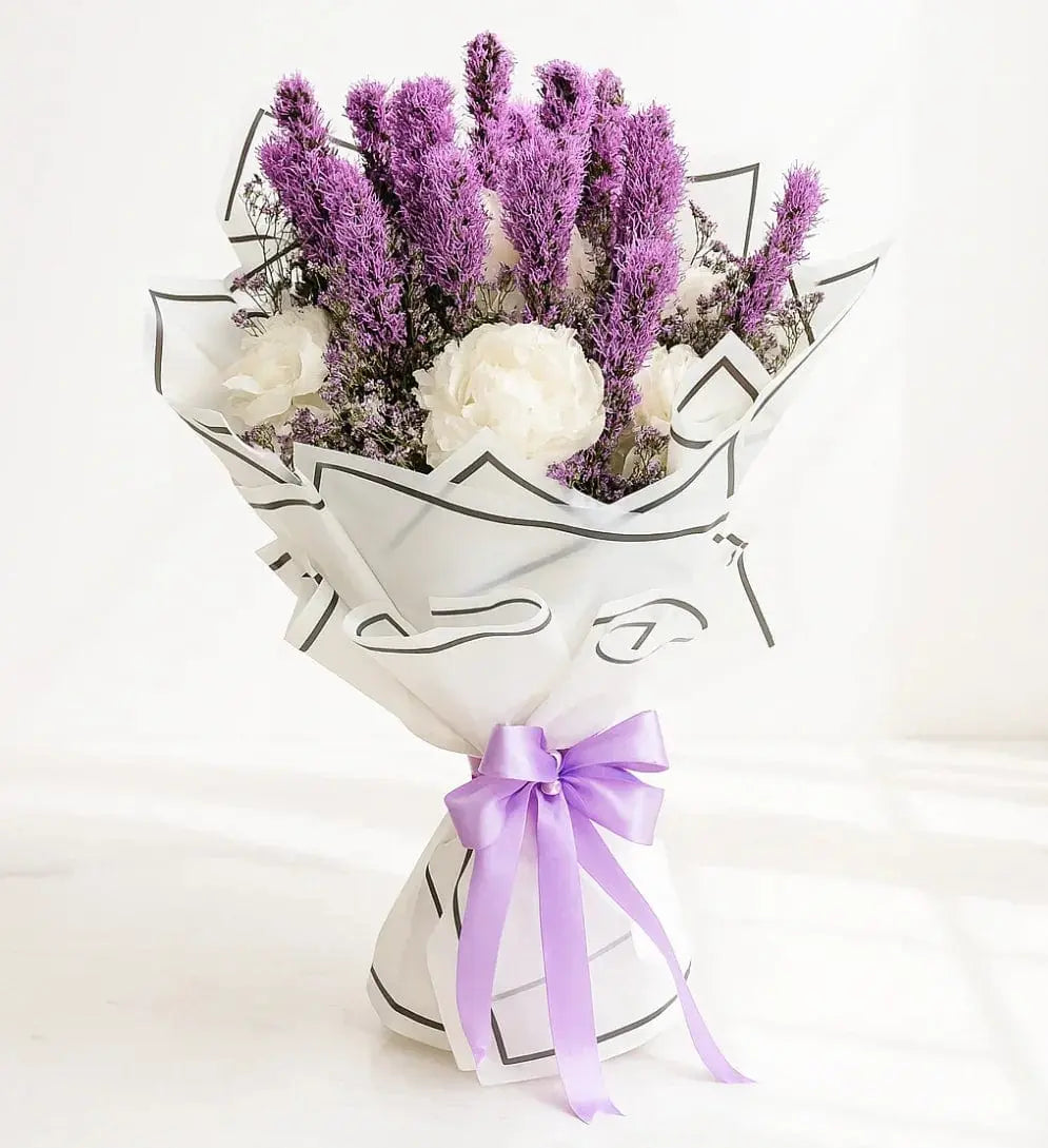 White Peonies and purple Filler Bouquet atfleurs