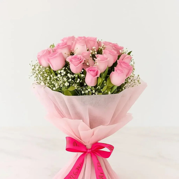 Pink Rose and Gypso Bouquet - atfleurs