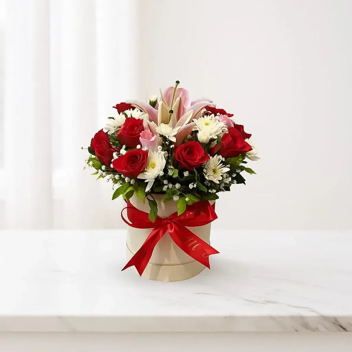 Lilies Roses and Chrysanthemum Flower Box - atfleurs