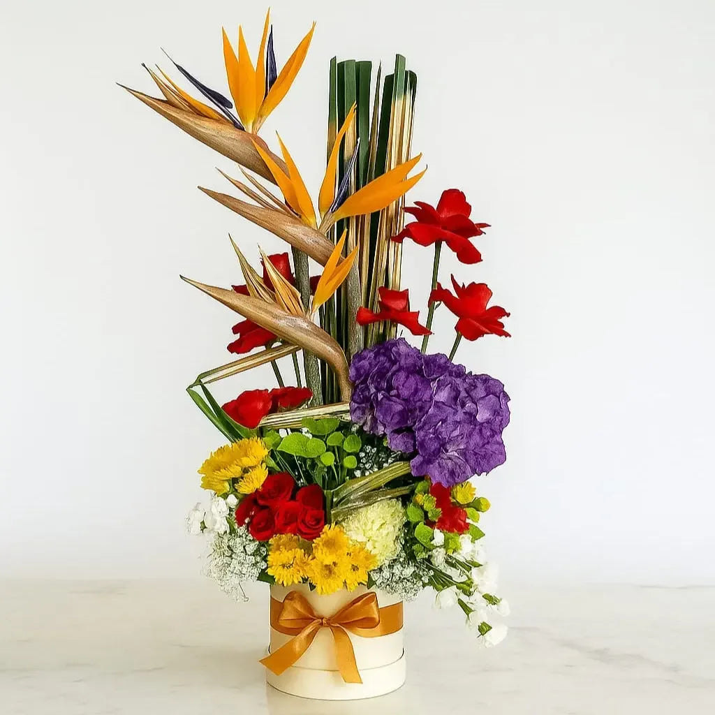 Bright Flower Arrangement with Hydrangea, Roses, and Chrysanthemums | AtFleurs - atfleurs