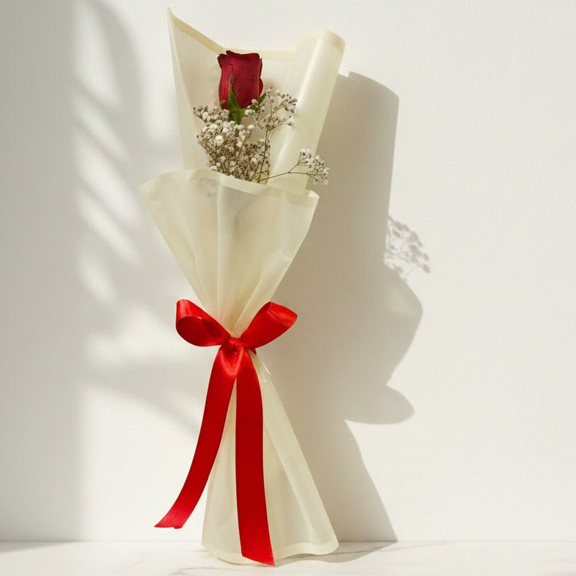 Red Rose Bouquet with Baby’s Breath