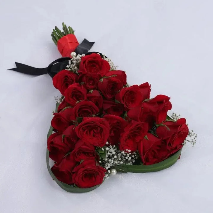 Vibrant Red Roses & Gypsy Hand Bouquet - atfleurs