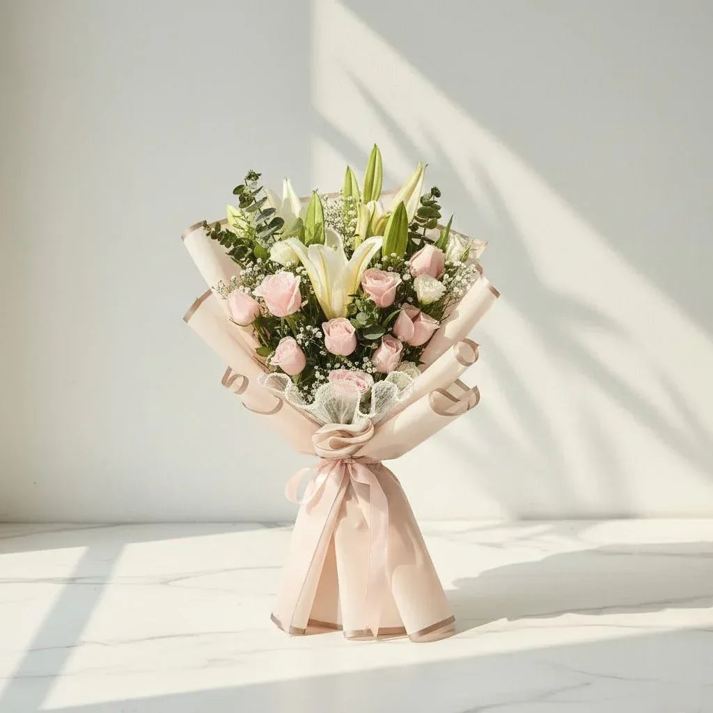 Lily & Rose Hand Bouquet - atfleurs