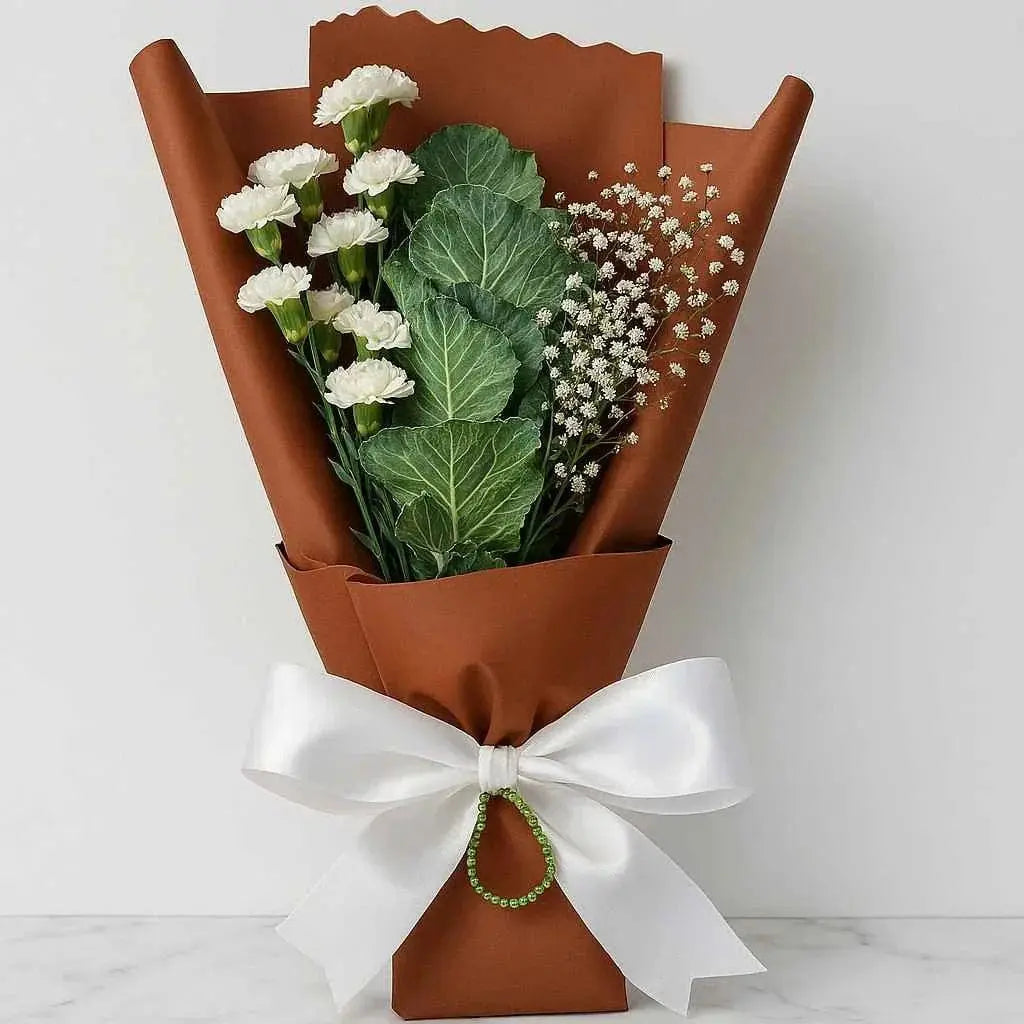 Cabbage, Carnation & Gypsophila Hand Bouquet