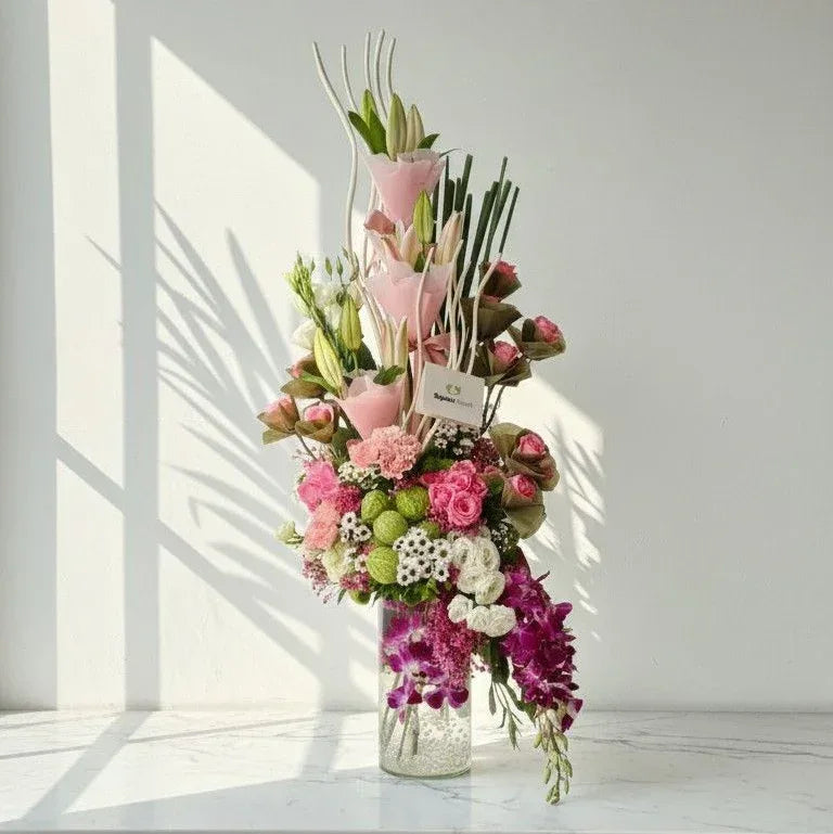 Tall Pink and Orchid Vase - atfleurs