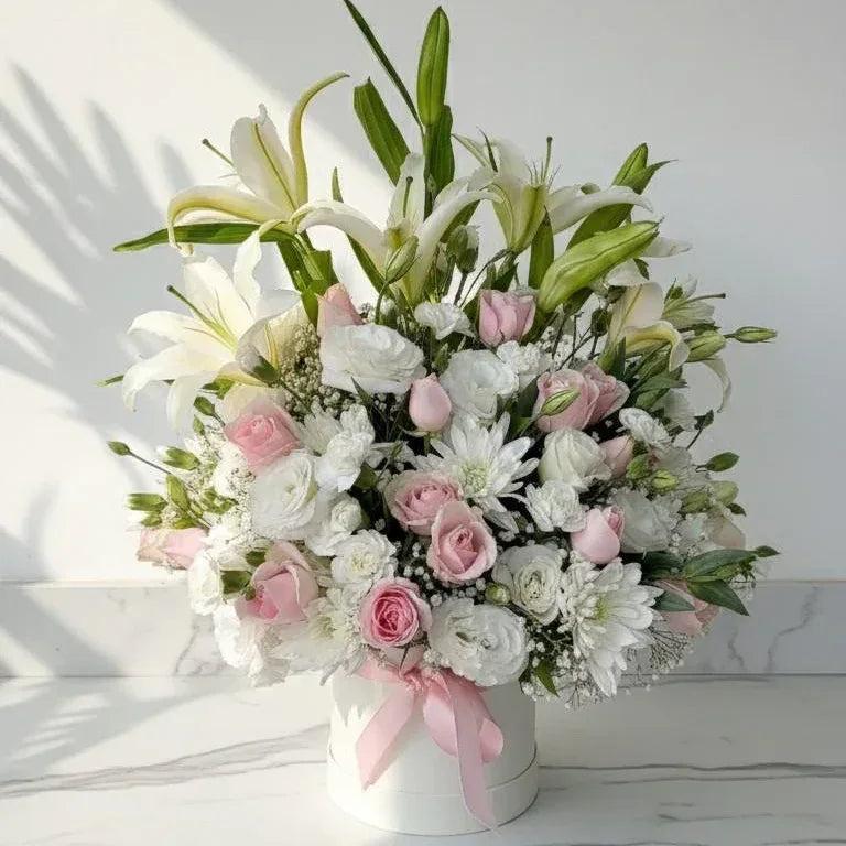 Soft Pink and White Bloom Box - atfleurs