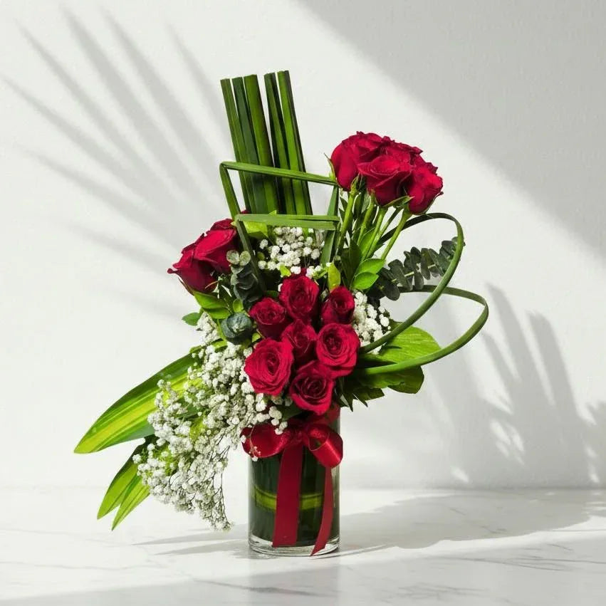 Red Rose Vase Arrangement - atfleurs