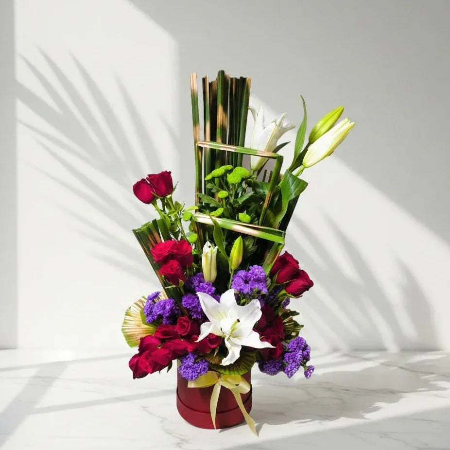 Lily and Rose Box Arrangement - atfleurs