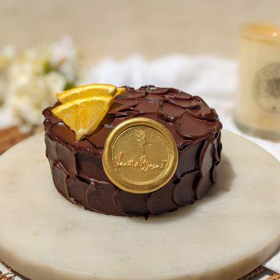 Eggless Orange Belgian Dark Chocolate Cake - atfleurs