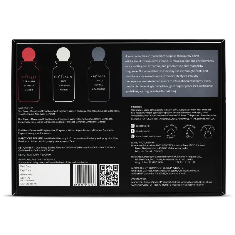 Donato oud perfume trilogia gift | Pack of 3 x 100ml atfleurs