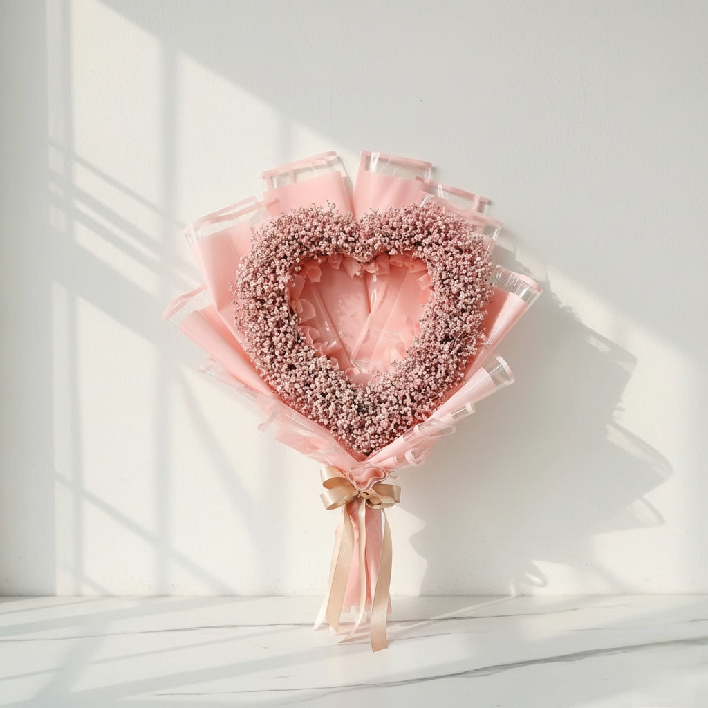 Pink Heart Gypsophila Bouquet atfleurs