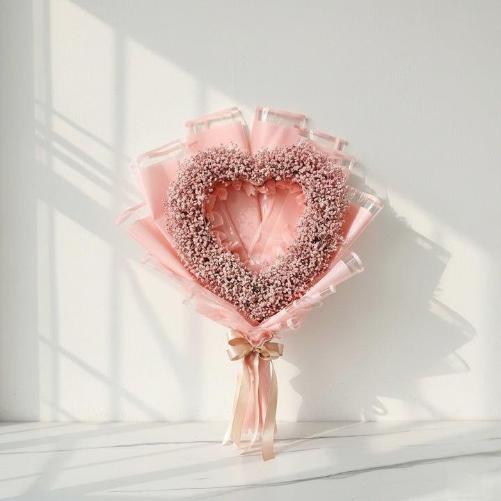 Pink Heart Gypsophila Bouquet atfleurs