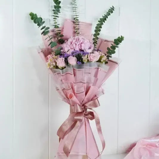 Pink Roses, Hydrangea & Alstroemeria Bouquet - atfleurs