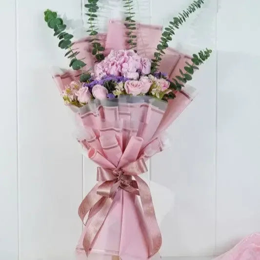 Pink Roses, Hydrangea & Alstroemeria Bouquet - atfleurs